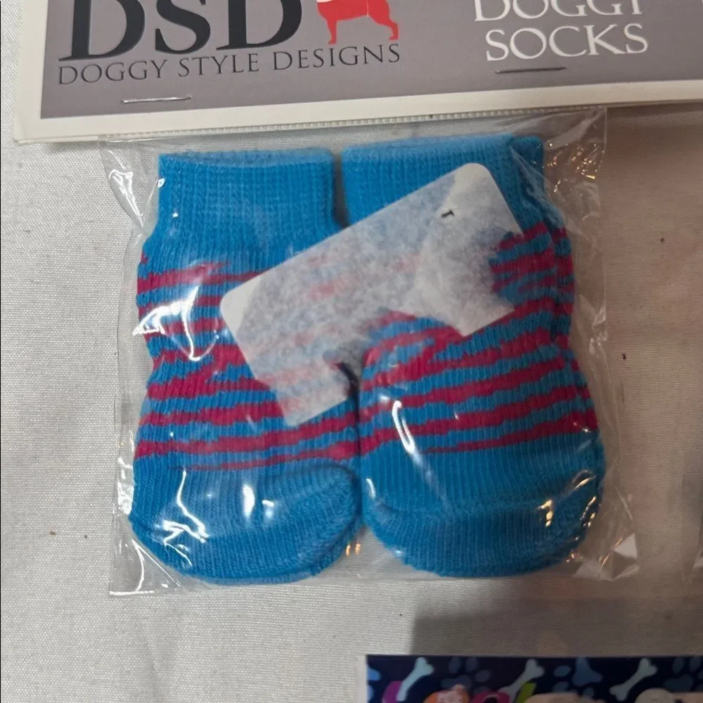 Three Sets Of Dog Socks. Size Medium. New.